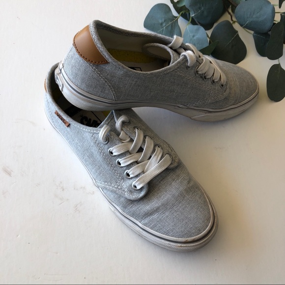 Vans Shoes - Grey Linen Vans with Leather Accents